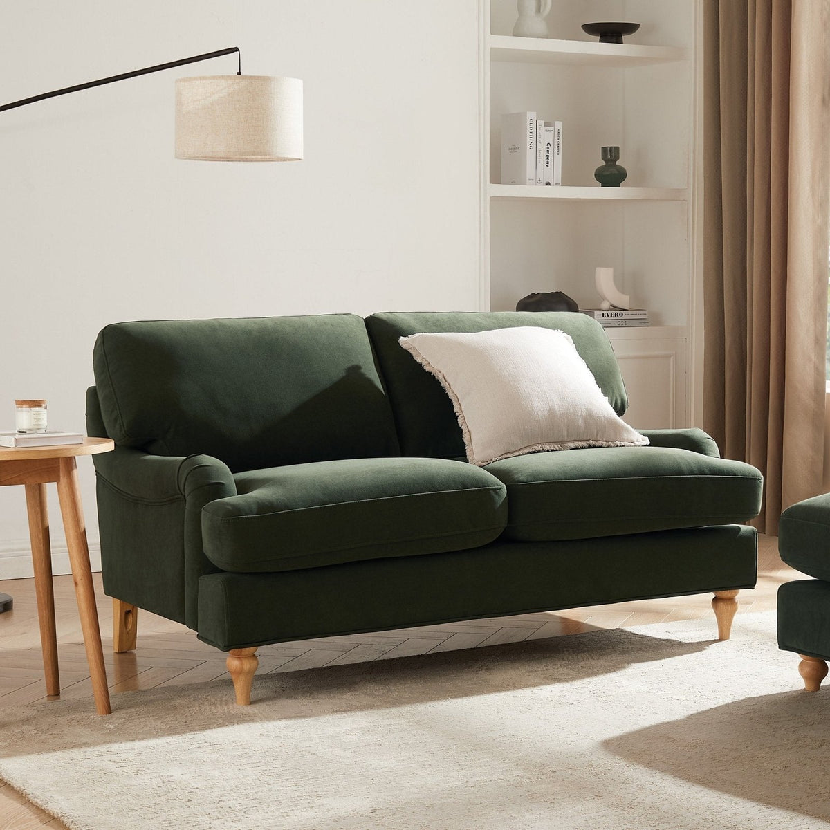 Hampshire 2 Seater Sofa Black & Feather - Dark Olive Green