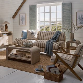 Hampshire 3 Seater Black & Feather Sofa - Blue Stripe