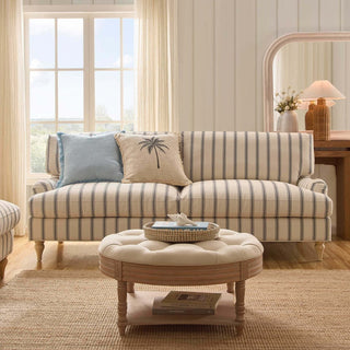 Hampshire 3 Seater Black & Feather Sofa - Blue Stripe