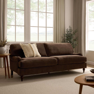 Hampshire 3 Seater Feather & Black Sofa - Cappuccino