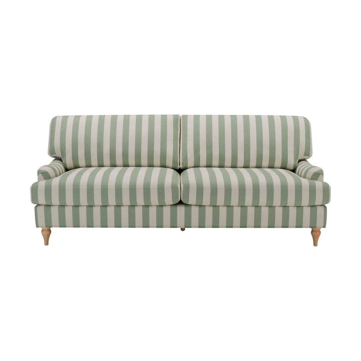 Hampshire 3 Seater Feather & Black Sofa - Green Stripe