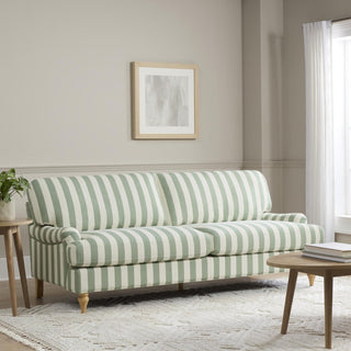 Hampshire 3 Seater Feather & Black Sofa - Green Stripe