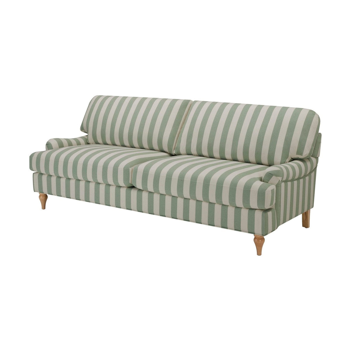 Hampshire 3 Seater Feather & Black Sofa - Green Stripe