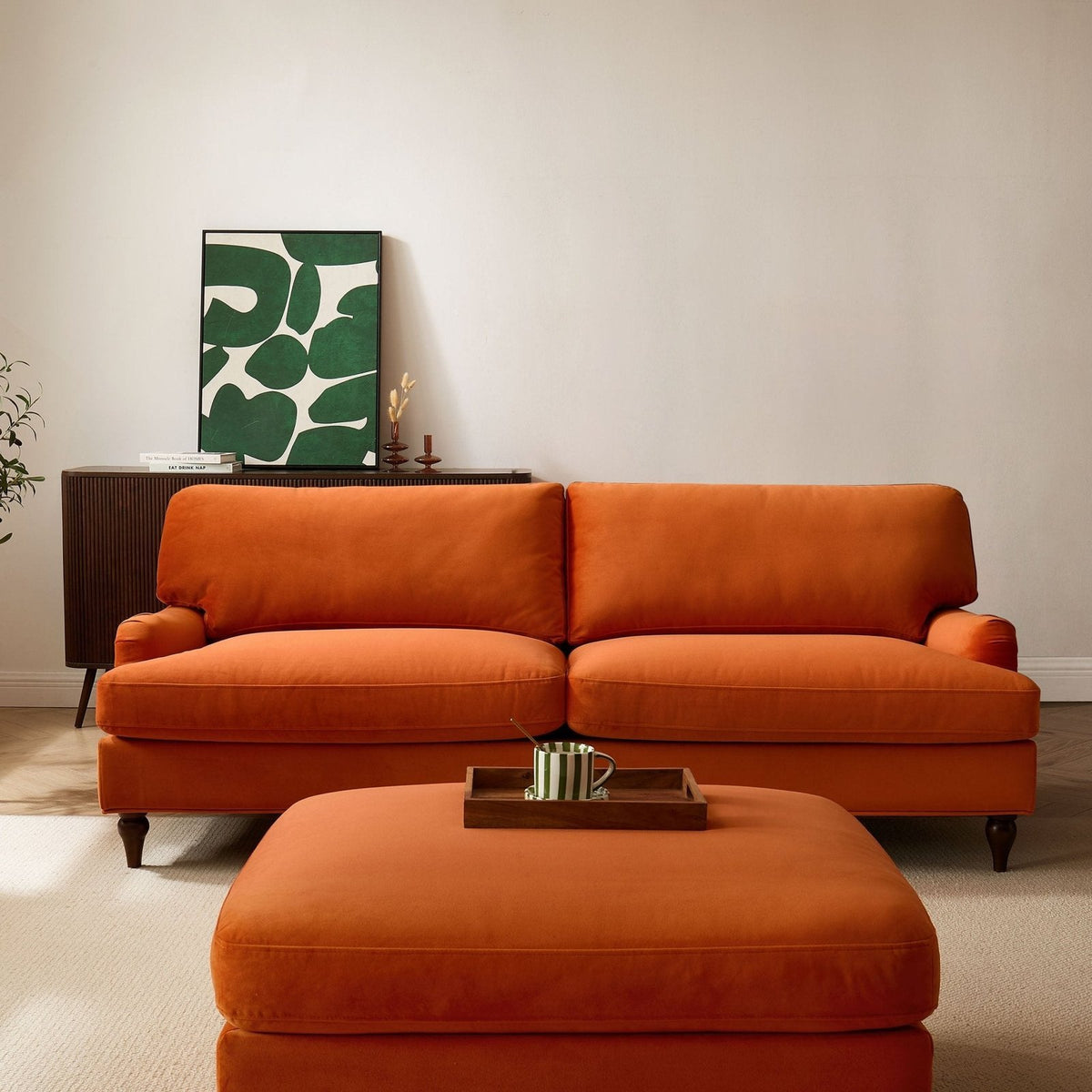 Hampshire 3 Seater Sofa - Bright Orange – Feather & Black