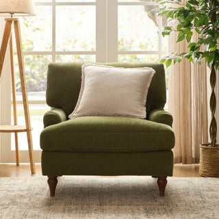 Hampshire Armchair - Chenille Olive – Feather & Black
