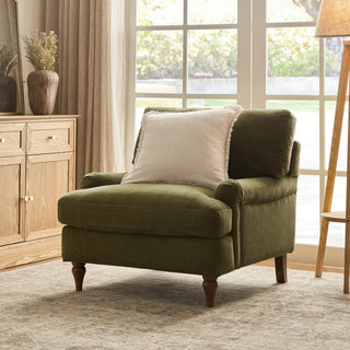 Hampshire Armchair - Chenille Olive – Feather & Black