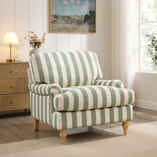 Hampshire Armchair - Green Stripe – Feather & Black