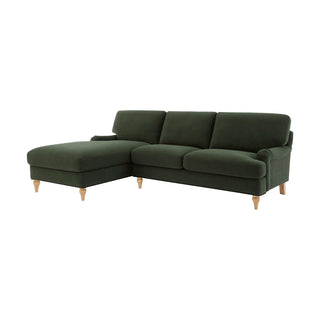 Hampshire Left Hand Chaise Black & Feather Sofa - Dark Olive