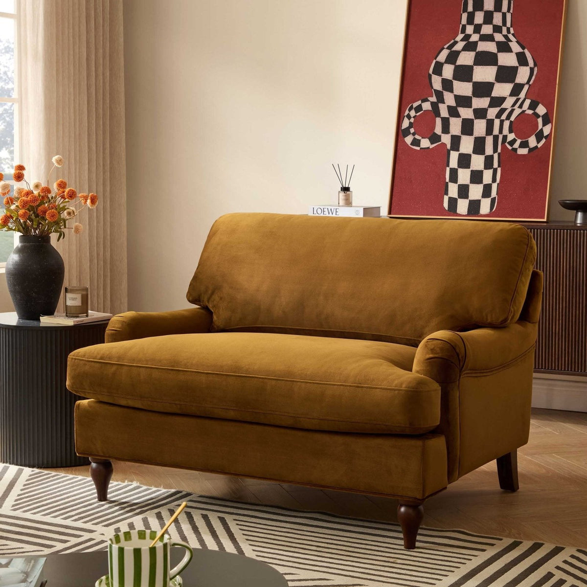 Hampshire Loveseat Black & Feather - Muted Gold