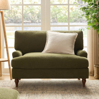 Hampshire Loveseat Feather & Black - Chenille Olive