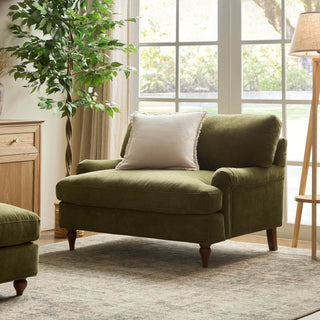 Hampshire Loveseat Feather & Black - Chenille Olive