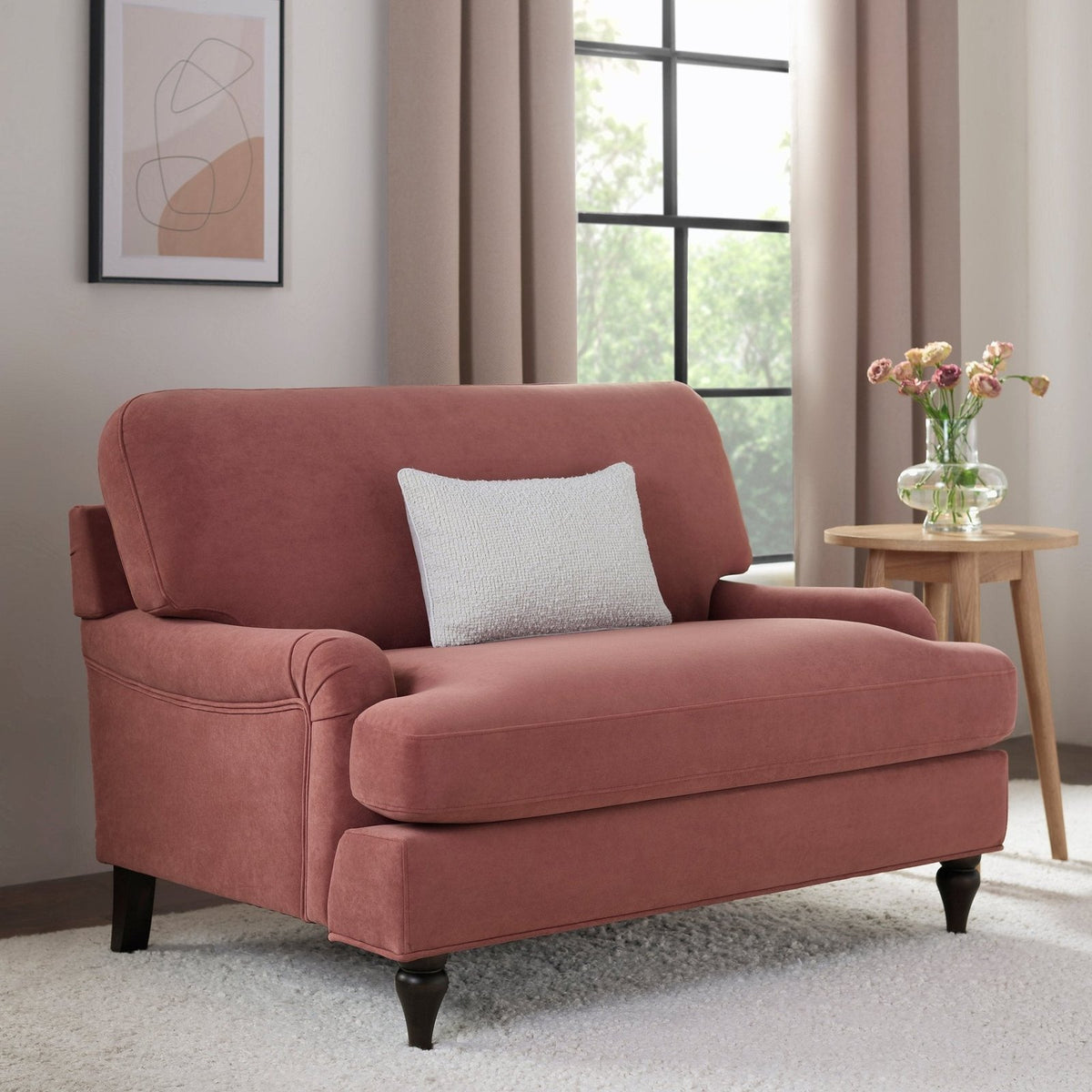Hampshire Loveseat Feather & Black - Dusky Pink