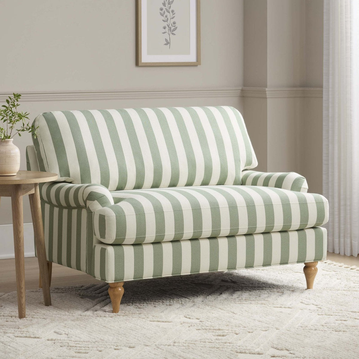 Hampshire Loveseat - Green Stripe – Feather & Black