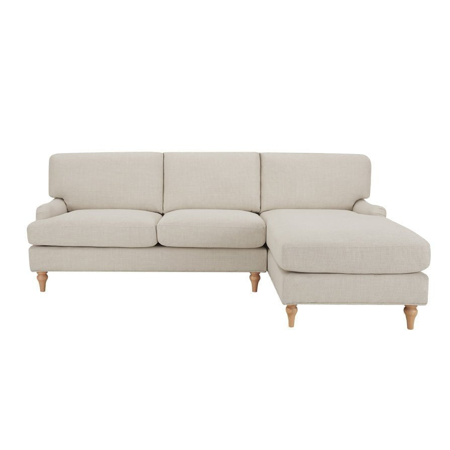 Hampshire Right Hand Black & Feather Chaise Sofa - Beige
