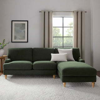 Hampshire Right Hand Chaise Black & Feather Sofa - Dark Olive