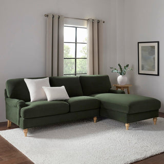 Hampshire Right Hand Chaise Black & Feather Sofa - Dark Olive