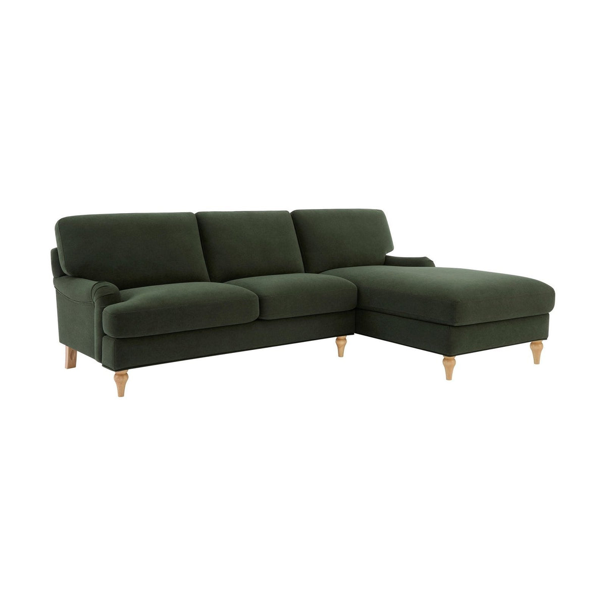 Hampshire Right Hand Chaise Black & Feather Sofa - Dark Olive