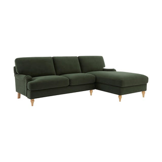 Hampshire Right Hand Chaise Black & Feather Sofa - Dark Olive