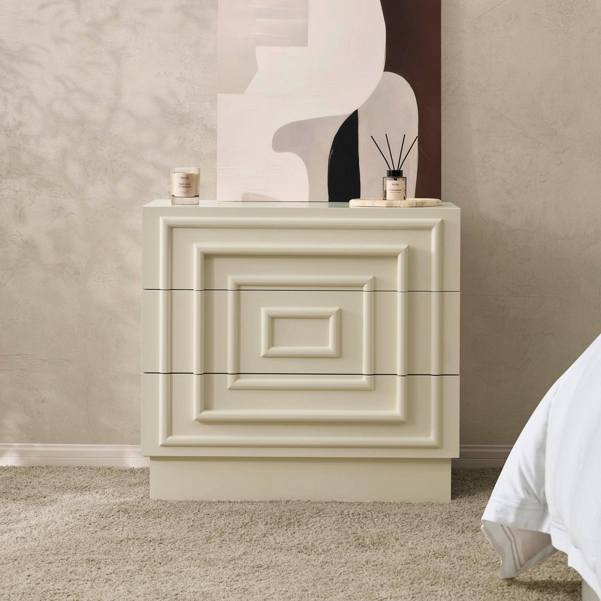 Harlow 3 Drawer Chest - Cream – Black & Feather