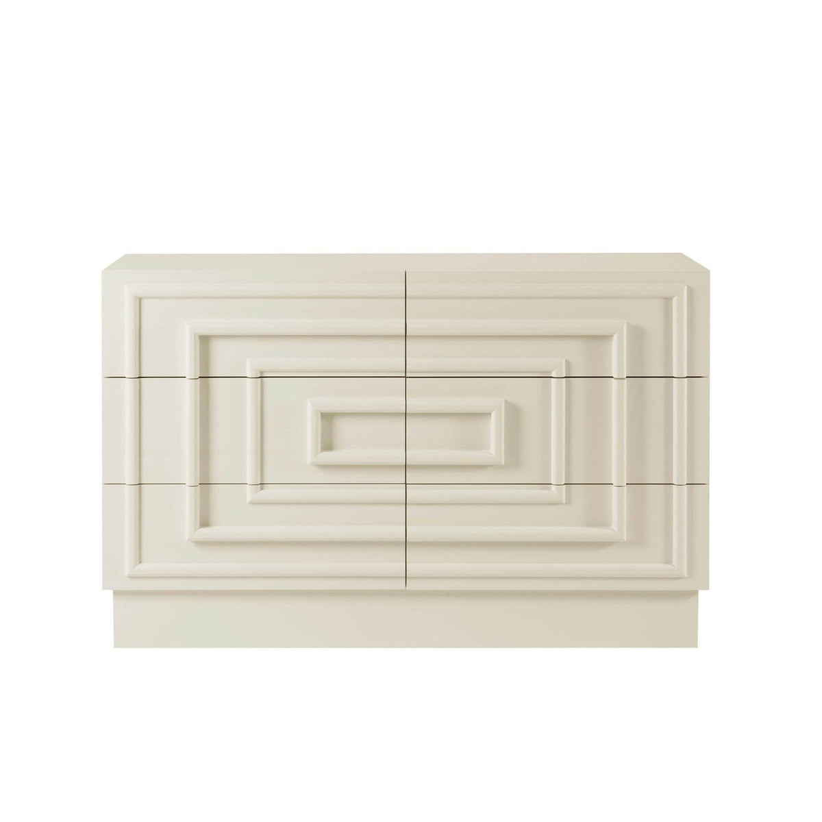 Harlow 6 Drawer Black & Feather Chest - Cream