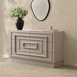 Harlow 6 Drawer Black & Feather Chest - Taupe