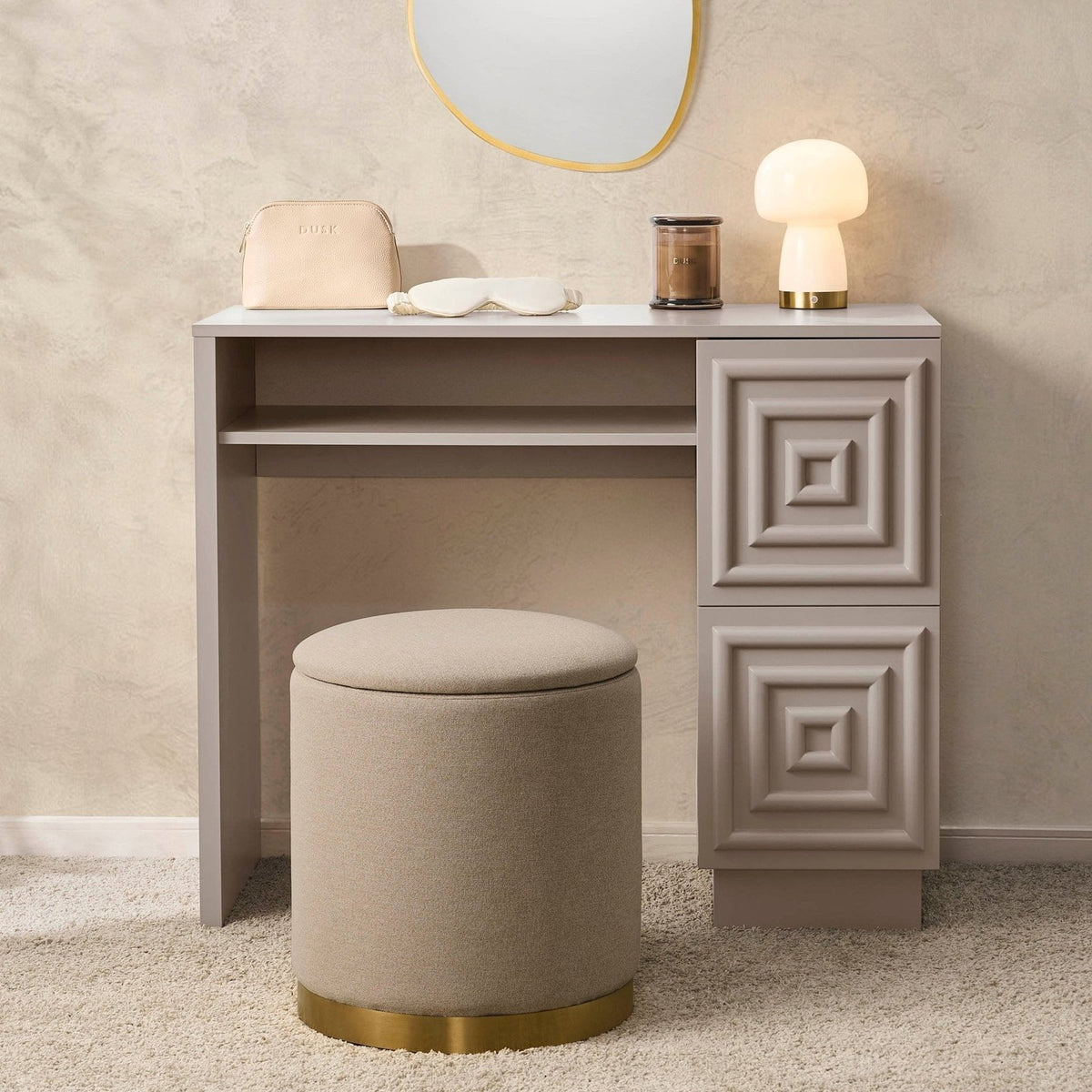 Harlow Dressing Feather & Black Table - Taupe