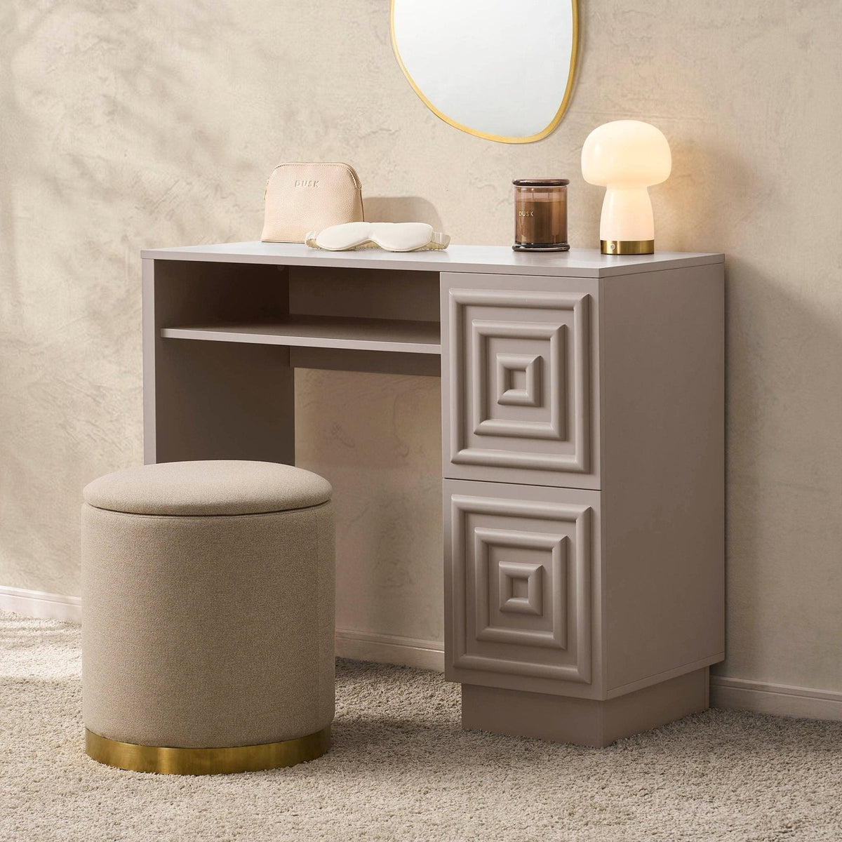 Harlow Dressing Feather & Black Table - Taupe