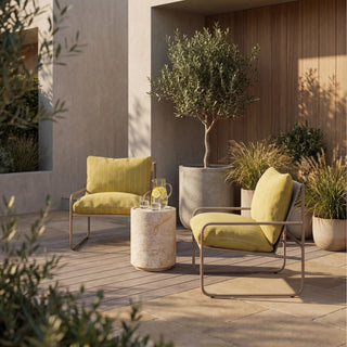 Harris Garden Armchair Set | Laura Ashley  Butter Yellow Stripe & Taupe