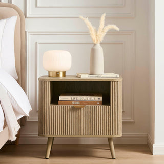 Hattie 1 Drawer Bedside with Shelf - Light Wood – Feather & Black