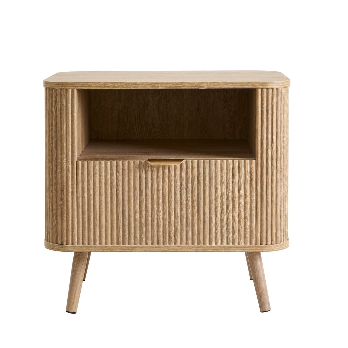 Hattie 1 Drawer Bedside with Shelf - Light Wood – Feather & Black
