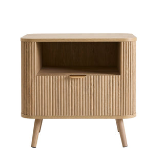 Hattie 1 Drawer Bedside with Shelf - Light Wood – Feather & Black