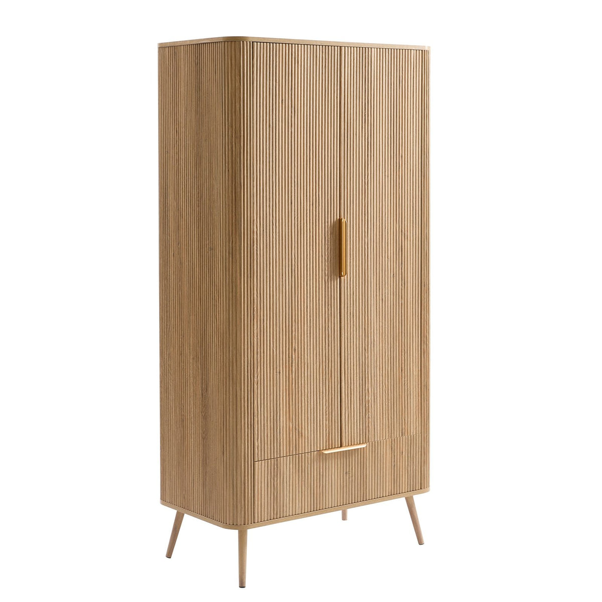 Hattie 2 Door Wardrobe with Drawer - Light Wood – Black & Feather
