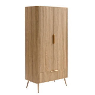 Hattie 2 Door Wardrobe with Drawer - Light Wood – Black & Feather
