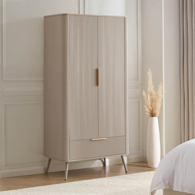 Hattie 2 Door Wardrobe with Drawer - Taupe – Black & Feather