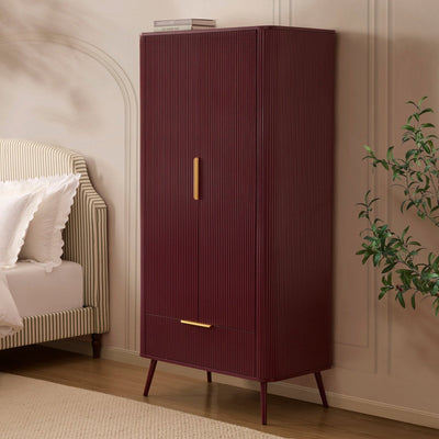 Hattie 2 Door Wardrobe with Drawer - Tawny Port – Feather & Black