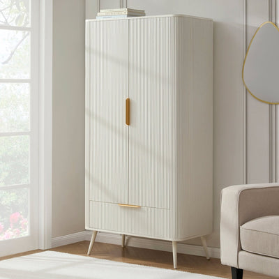 Hattie 2 Door Wardrobe with Drawer - Warm White – Feather & Black