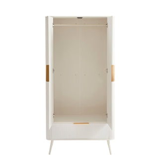 Hattie 2 Door Wardrobe with Drawer - Warm White – Feather & Black