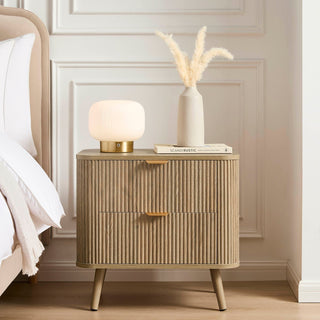 Hattie 2 Drawer Bedside Table - Light Wood – Black & Feather
