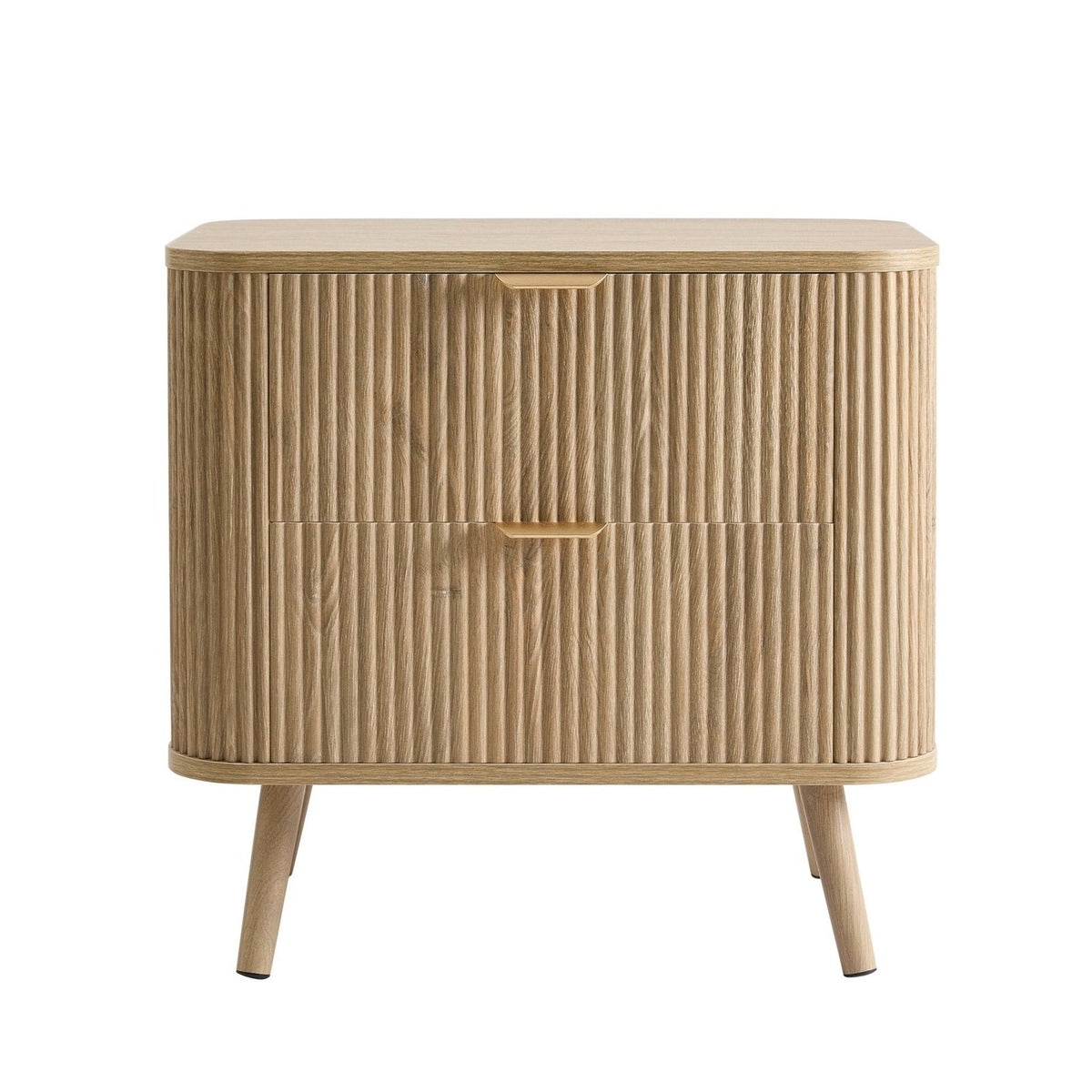 Hattie 2 Drawer Bedside Table - Light Wood – Black & Feather