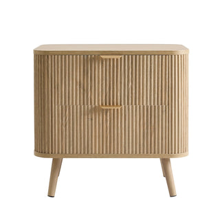 Hattie 2 Drawer Bedside Table - Light Wood – Black & Feather