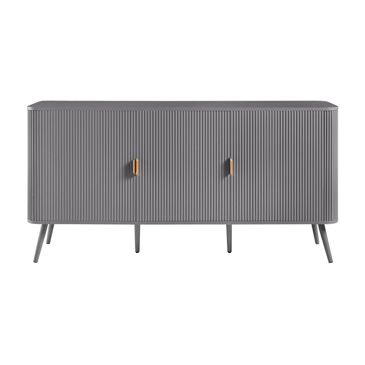 Hattie 3 Door Black & Feather Sideboard - Light Grey