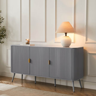 Hattie 3 Door Black & Feather Sideboard - Light Grey