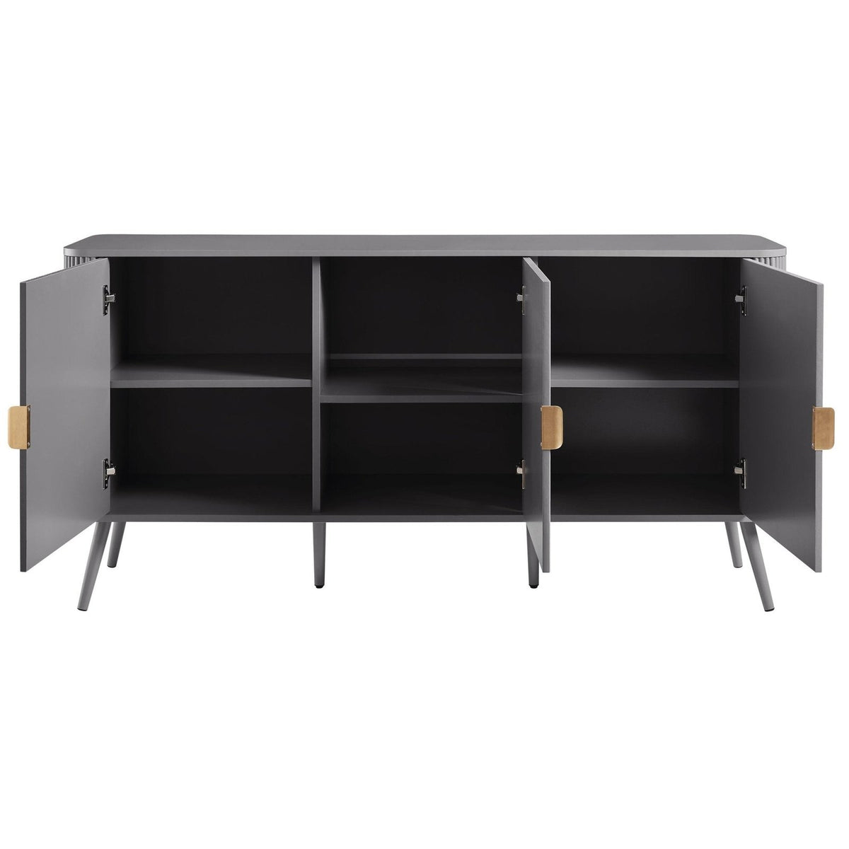 Hattie 3 Door Black & Feather Sideboard - Light Grey