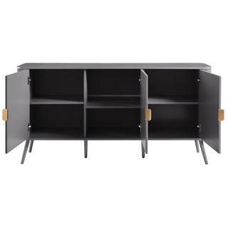 Hattie 3 Door Black & Feather Sideboard - Light Grey