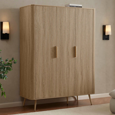 Hattie 3 Door Wardrobe - Light Wood – Black & Feather