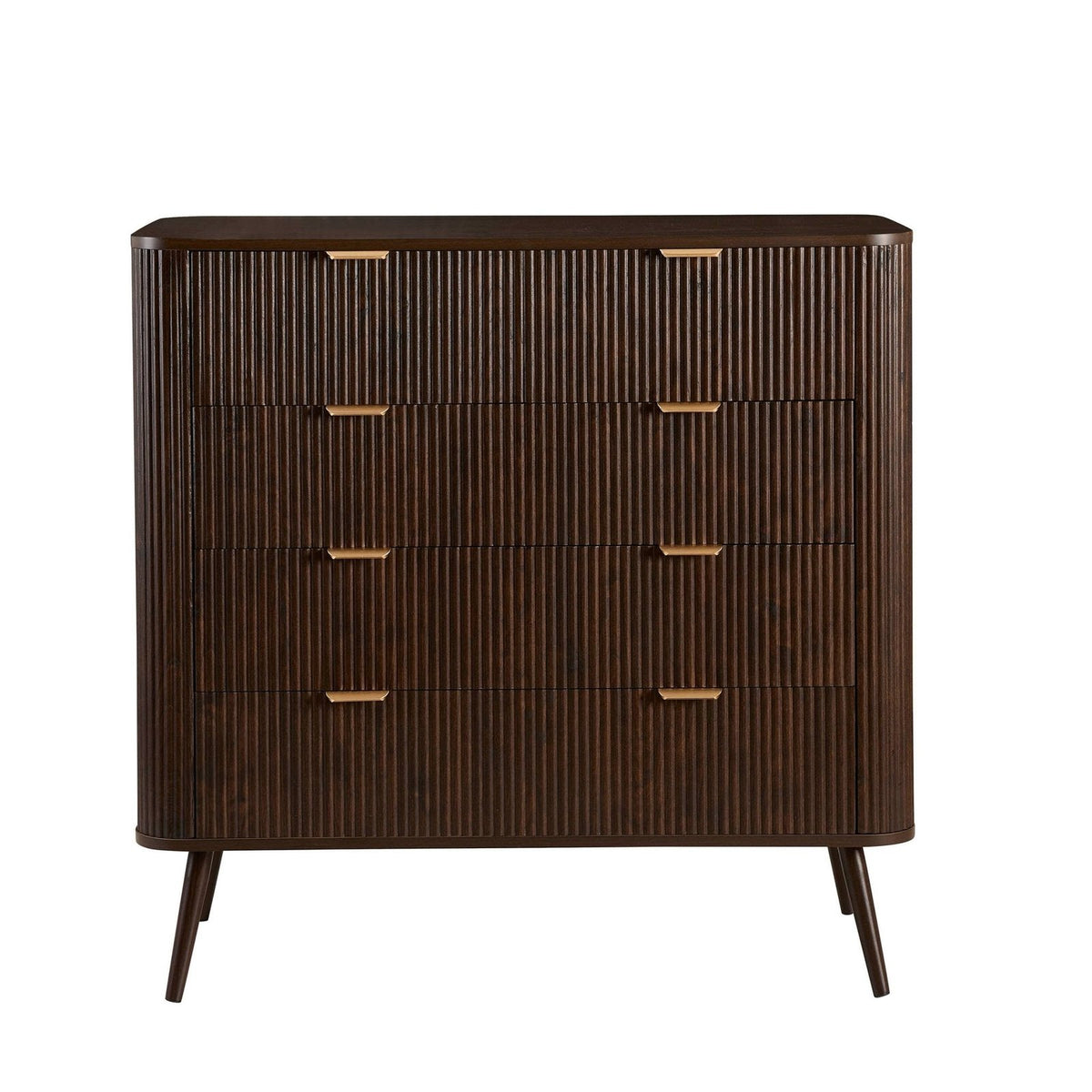 Hattie 5 Drawer Black & Feather Chest - Walnut