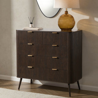 Hattie 5 Drawer Black & Feather Chest - Walnut
