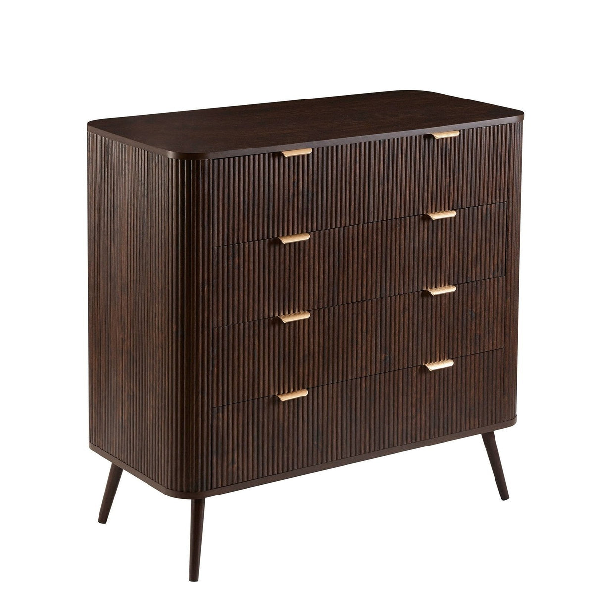 Hattie 5 Drawer Black & Feather Chest - Walnut