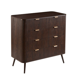 Hattie 5 Drawer Black & Feather Chest - Walnut