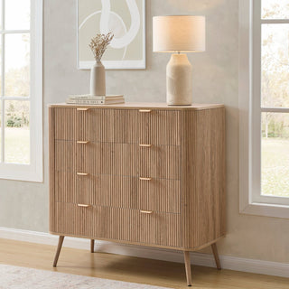 Hattie 5 Drawer Chest - Light Wood – Feather & Black